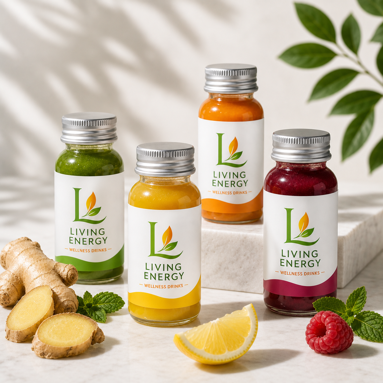 Living Energy wellness shot bottles